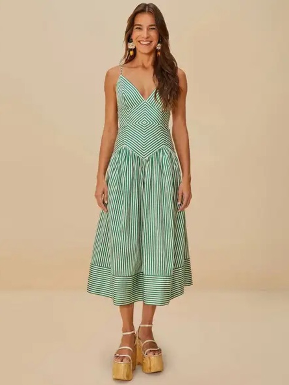 EUC FARM RIO Bicolor Stripes Organic Cotton Midi Dress